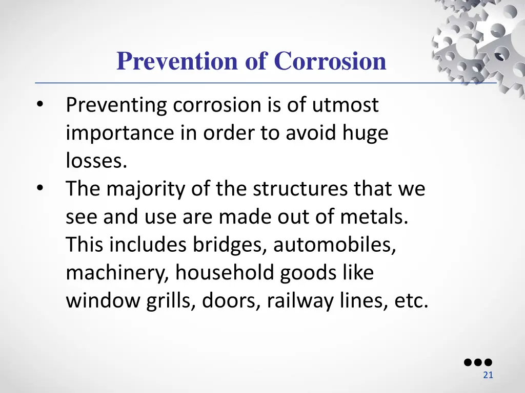 prevention of corrosion