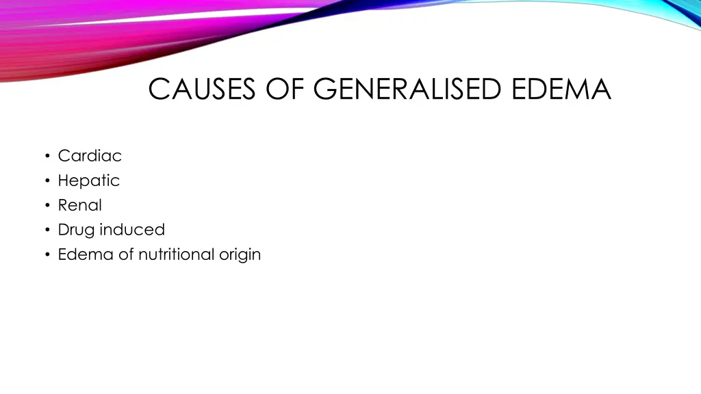 causes of generalised edema