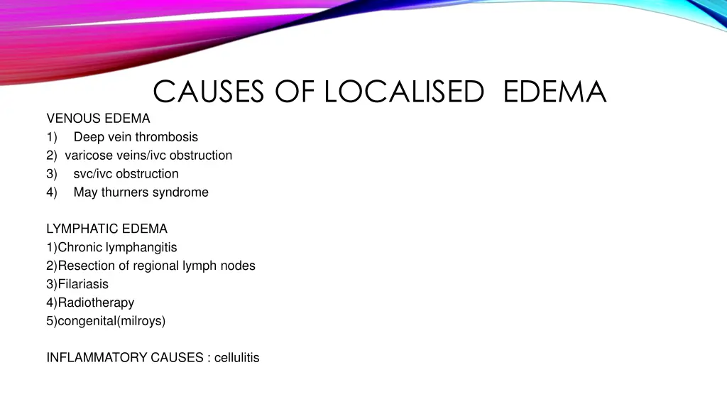 causes of localised edema