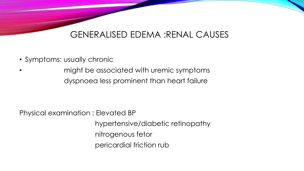 generalised edema renal causes