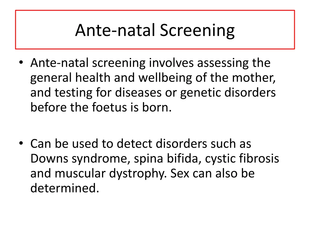 ante natal screening