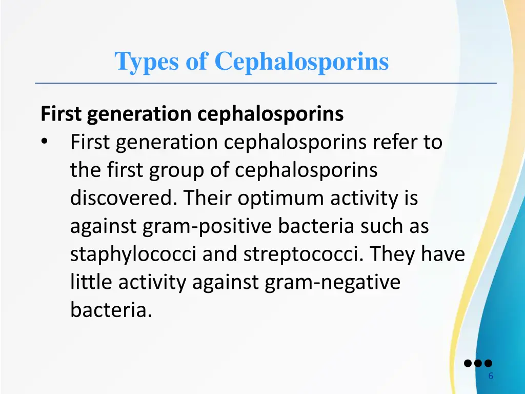 types of cephalosporins