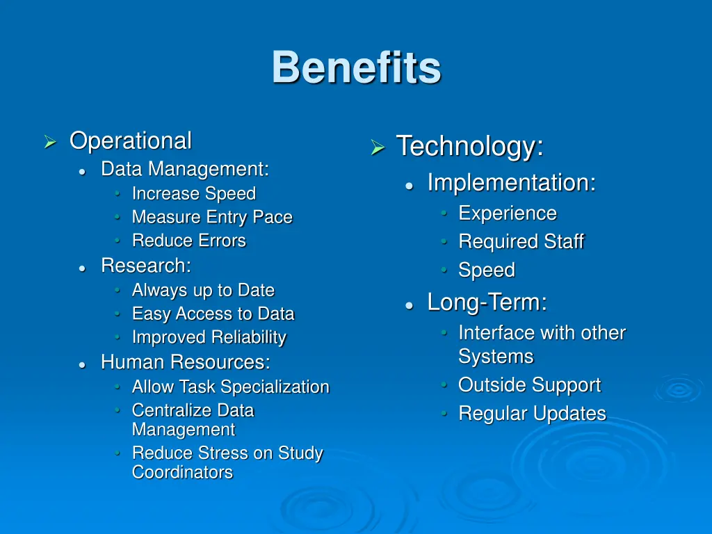 benefits
