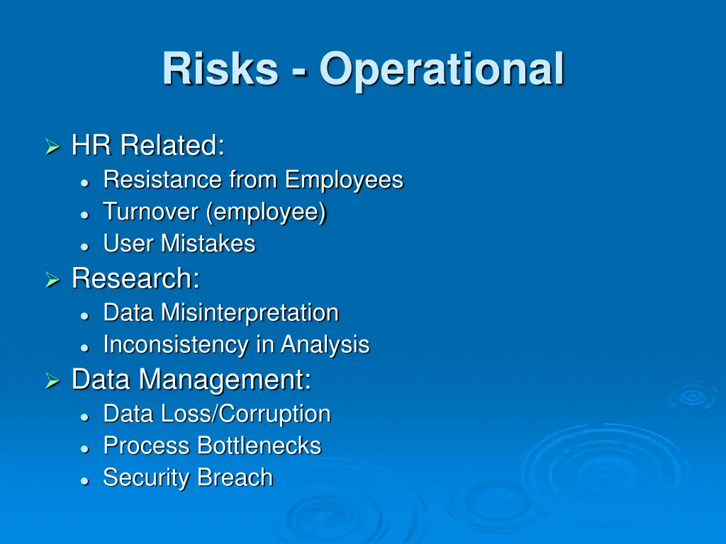 risks operational