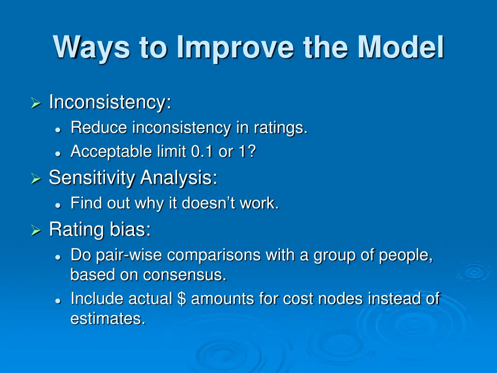 ways to improve the model