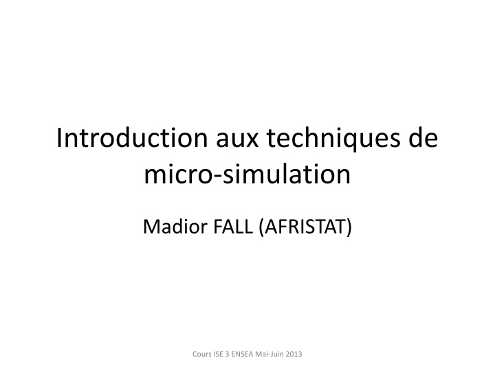 introduction aux techniques de micro simulation