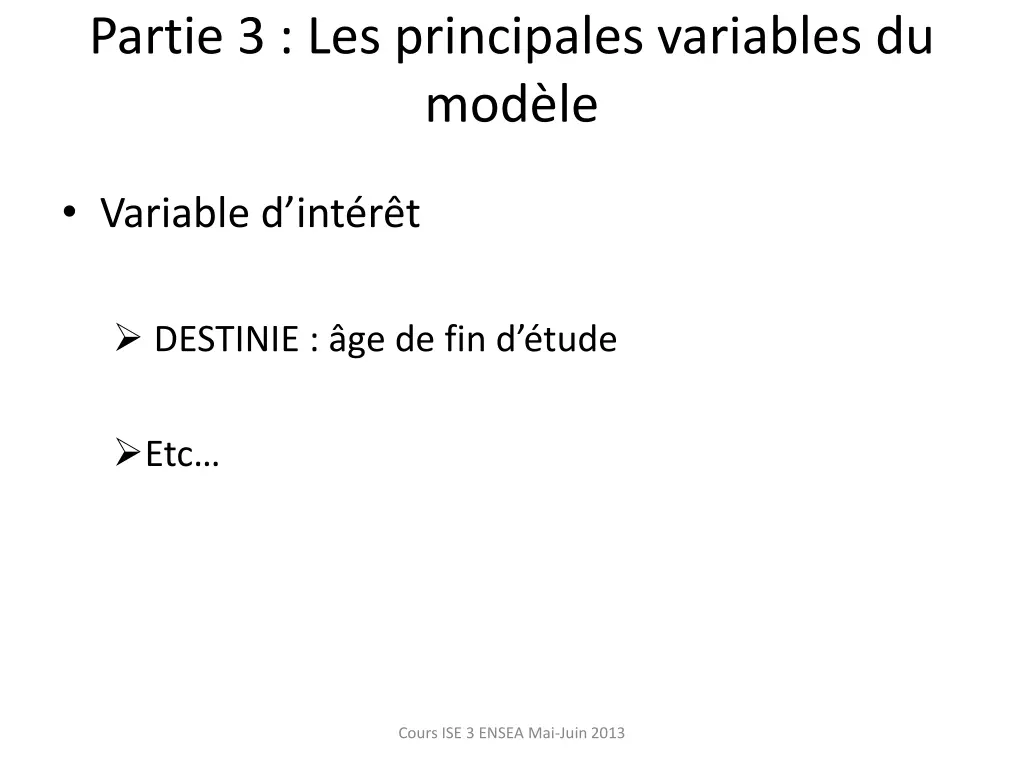 partie 3 les principales variables du mod le