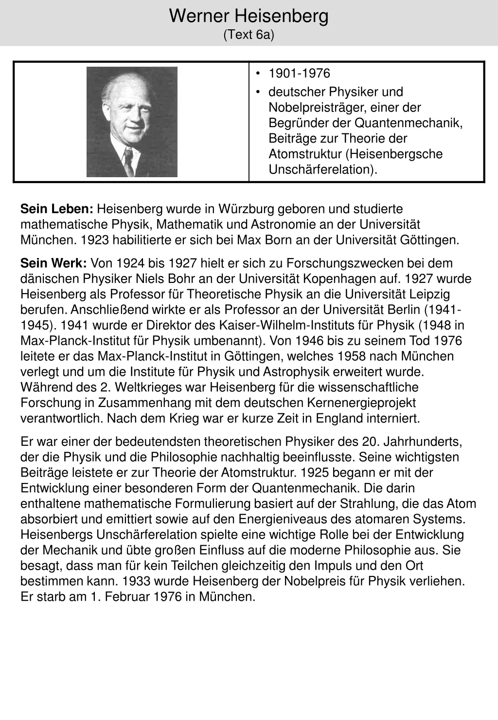 werner heisenberg text 6a