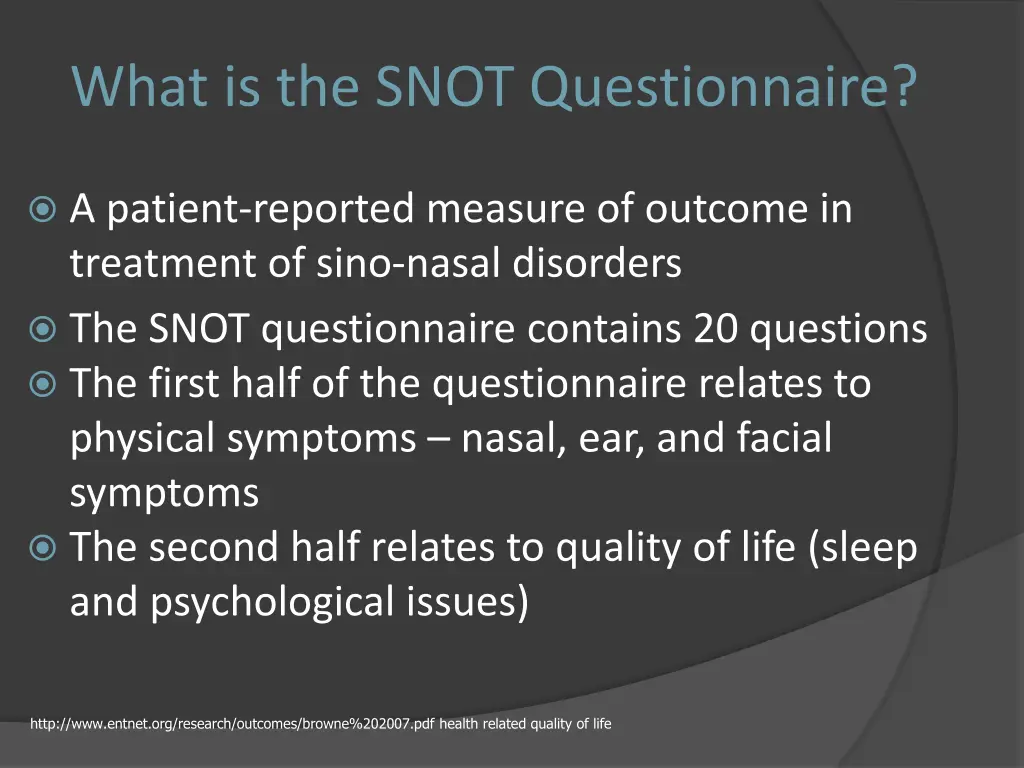 what is the snot questionnaire