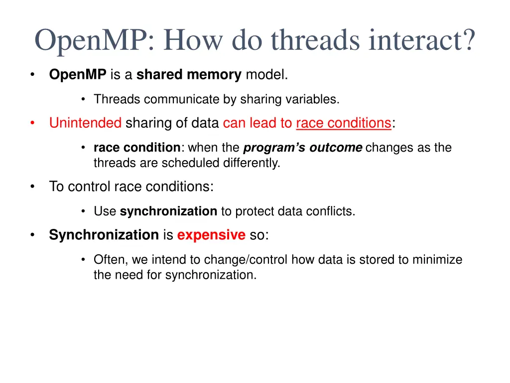 openmp how do threads interact