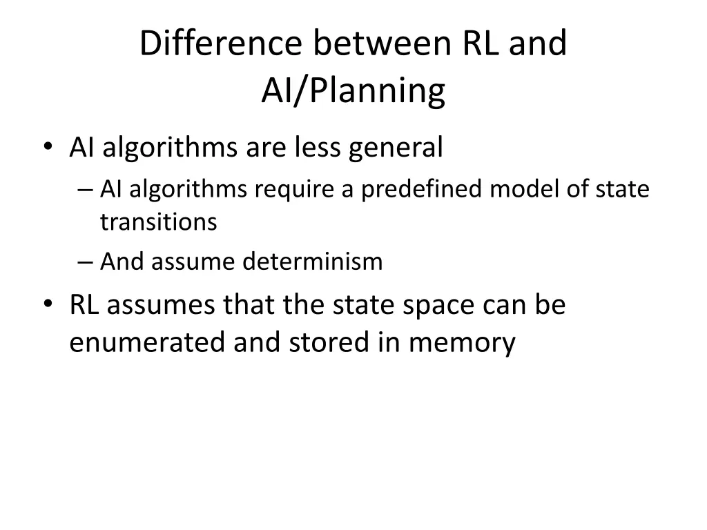 difference between rl and ai planning