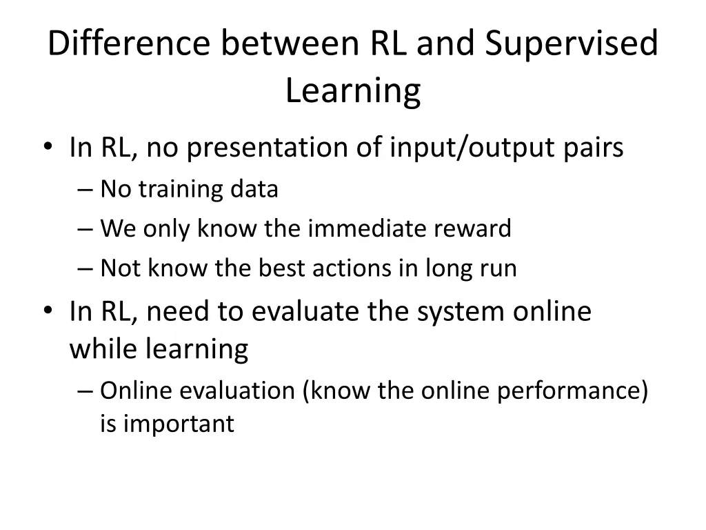 difference between rl and supervised learning