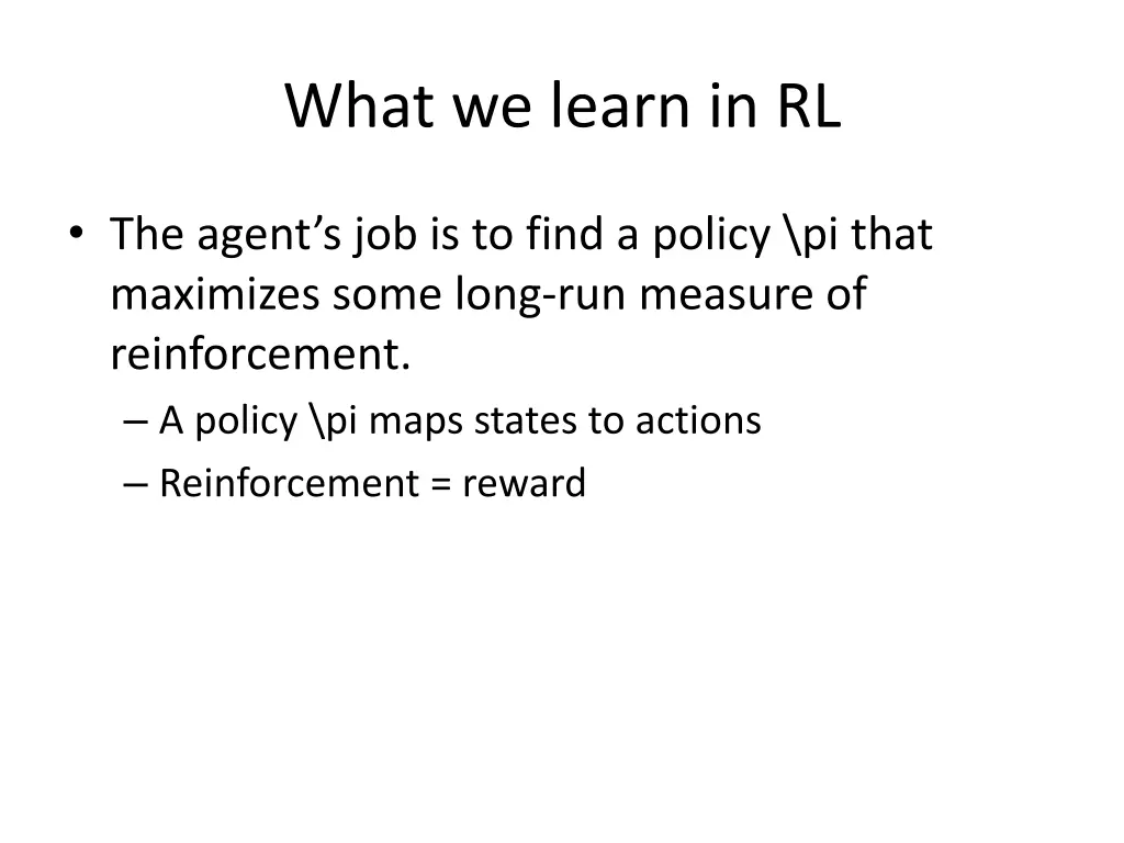 what we learn in rl