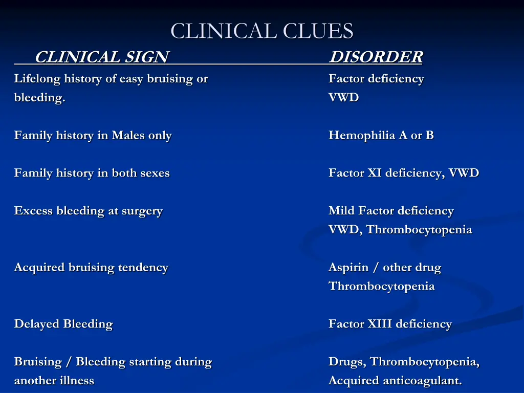 clinical clues