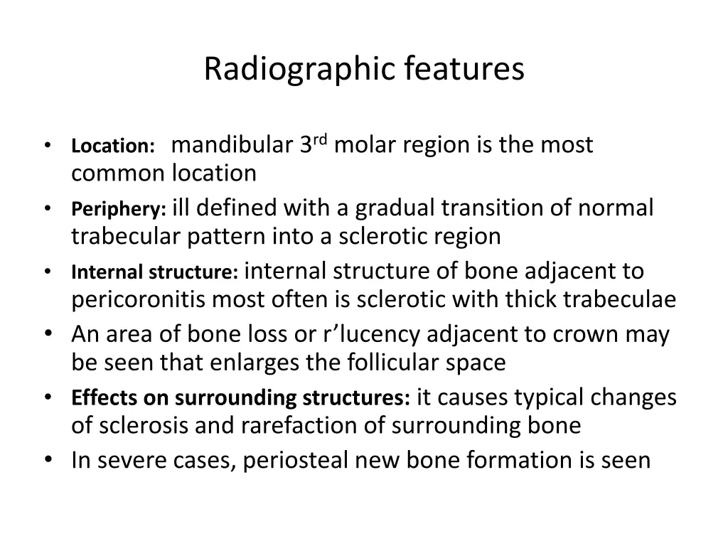 radiographic features