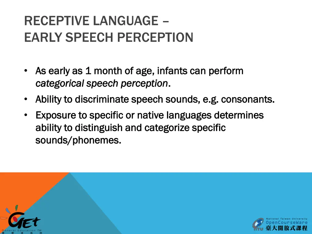 receptive language early speech perception