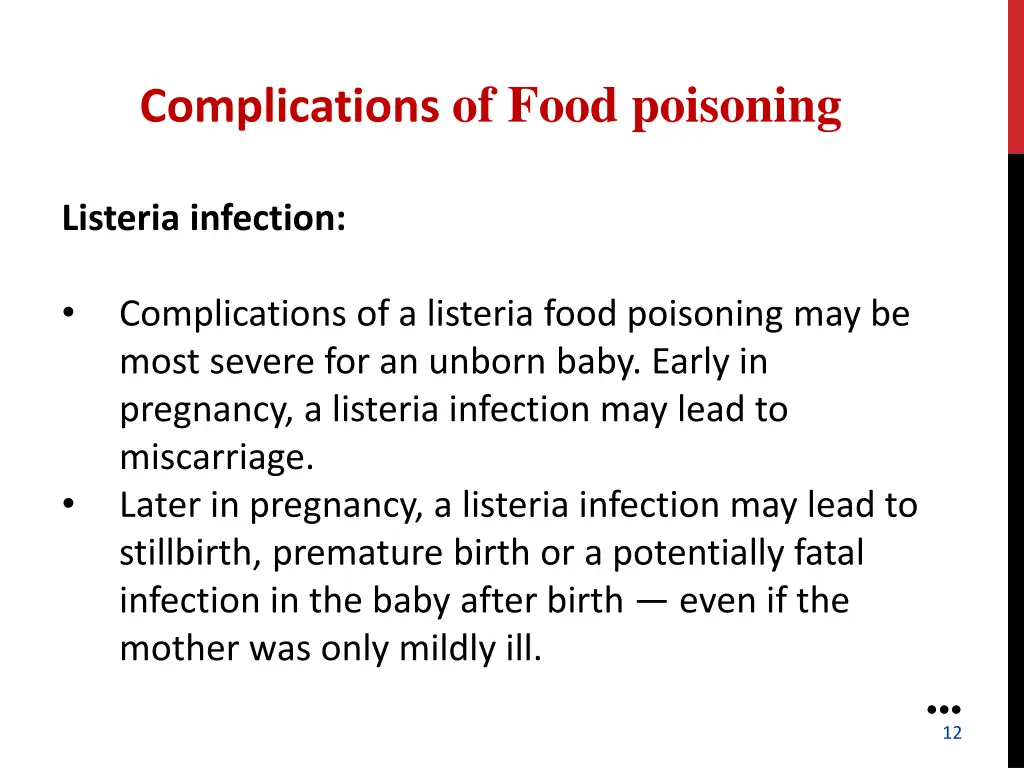 complications of food poisoning