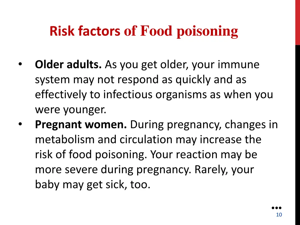 risk factors of food poisoning