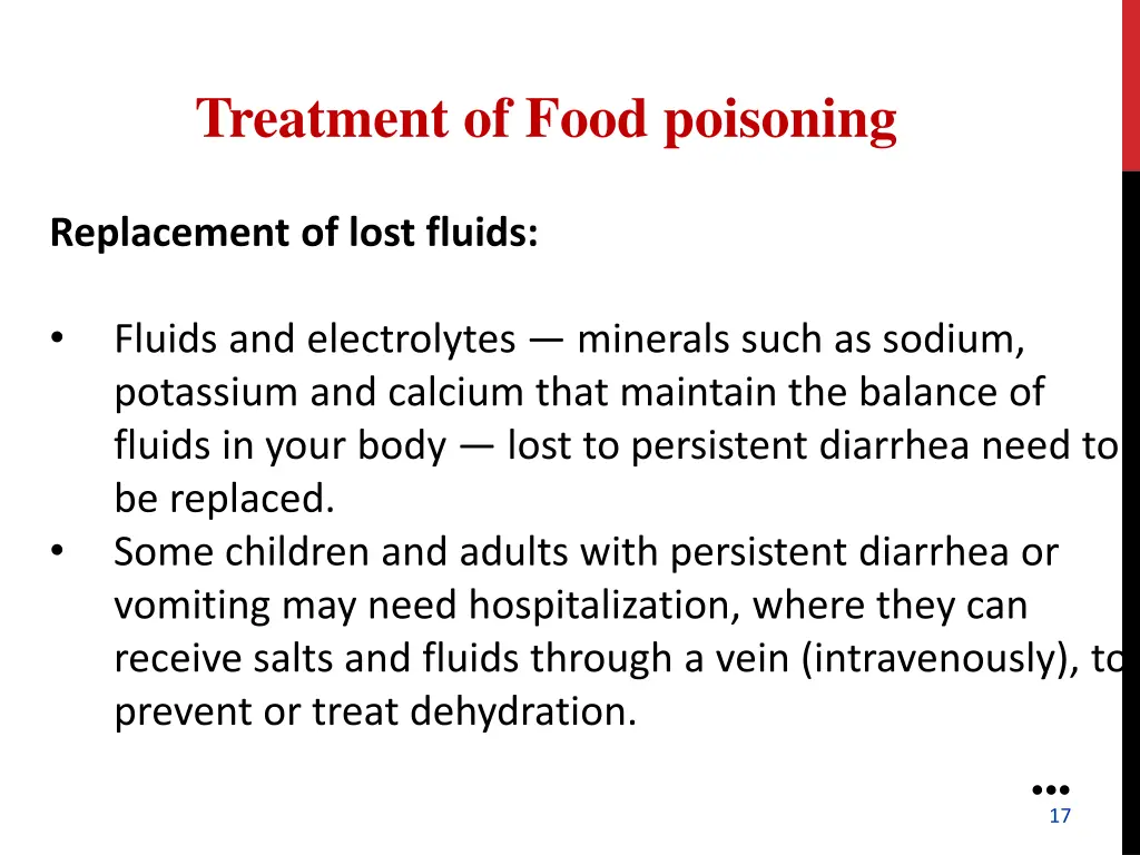 treatment of food poisoning