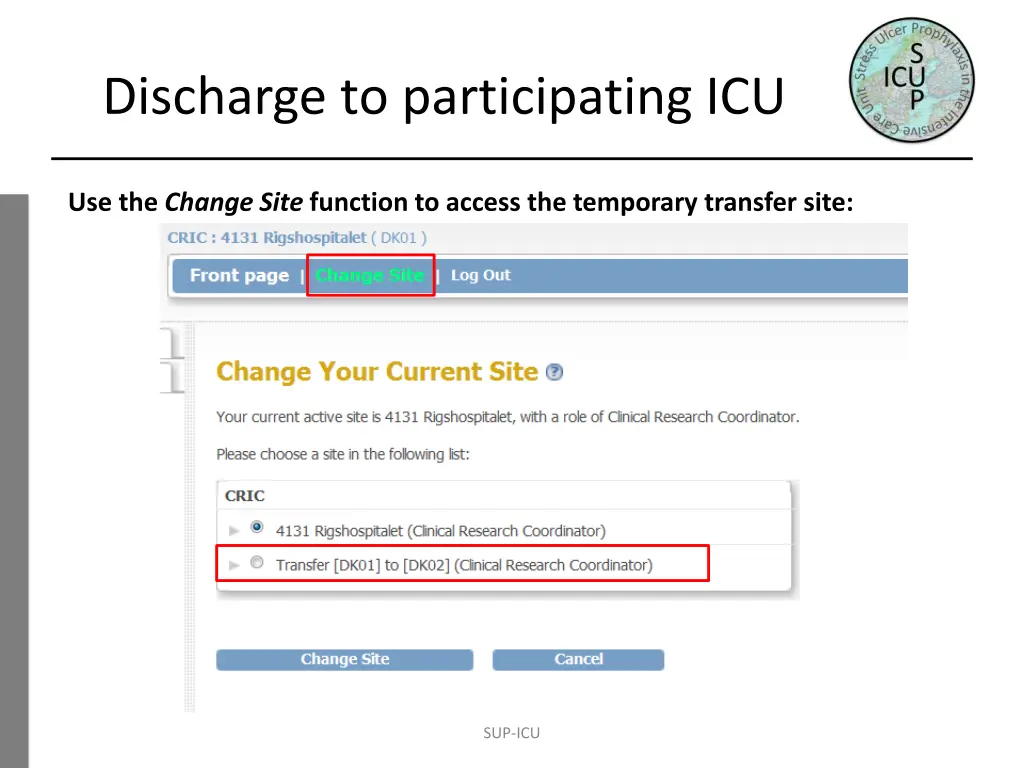 discharge to participating icu 3