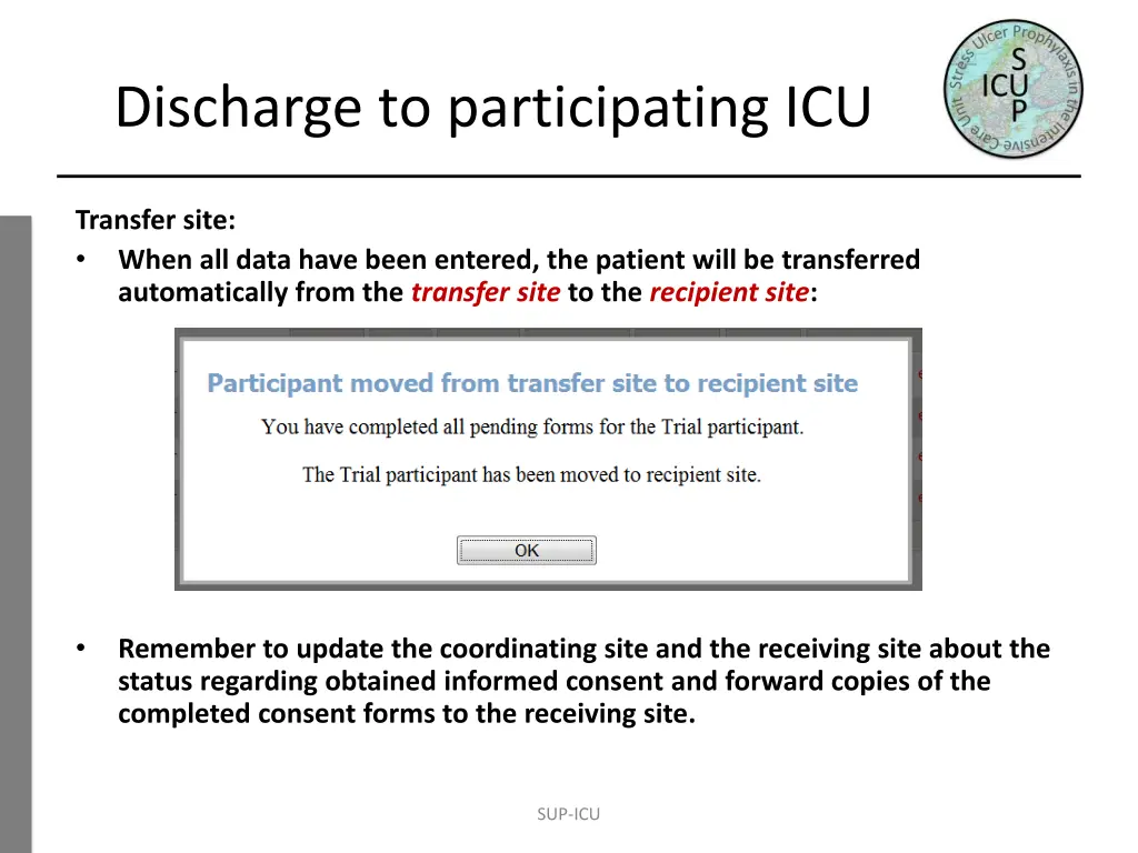 discharge to participating icu 4