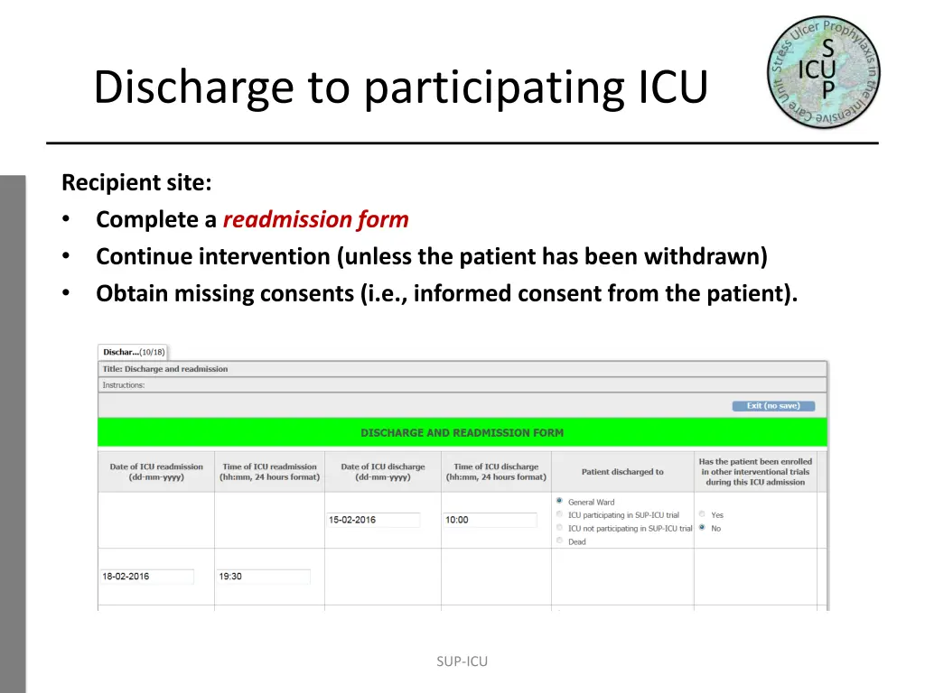 discharge to participating icu 5
