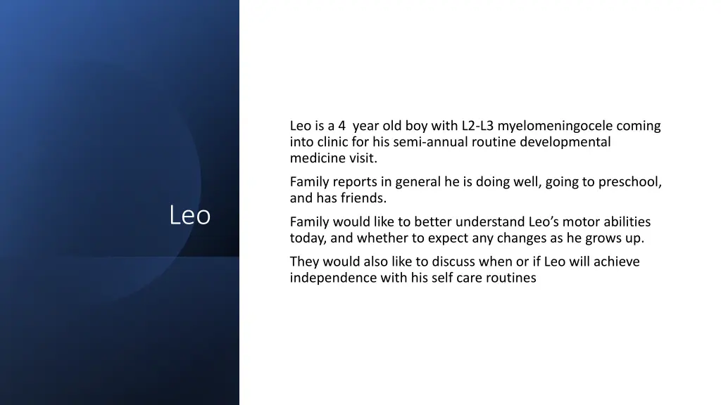 leo is a 4 year old boy with