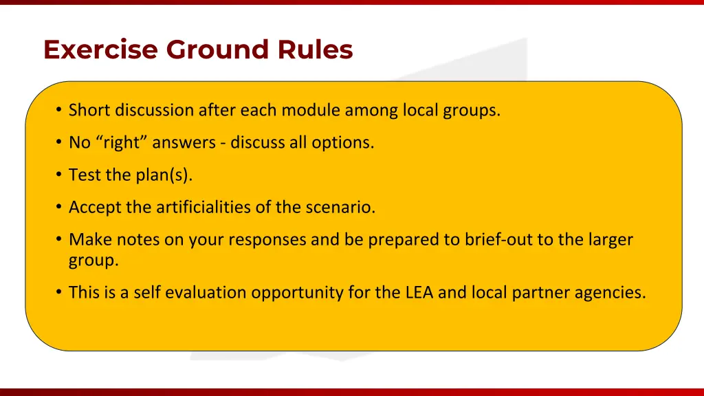 exercise ground rules