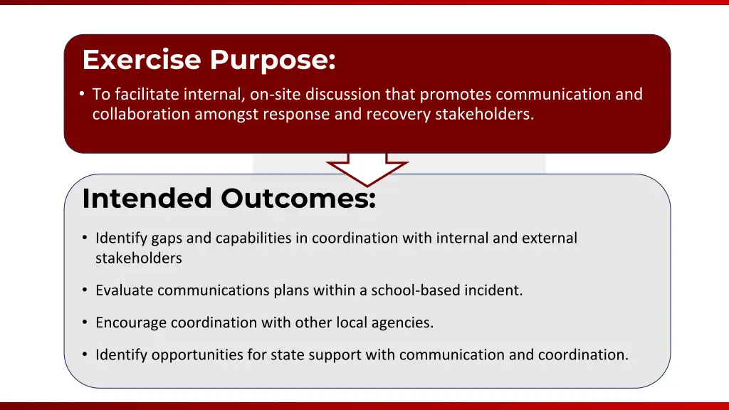 exercise purpose to facilitate internal on site