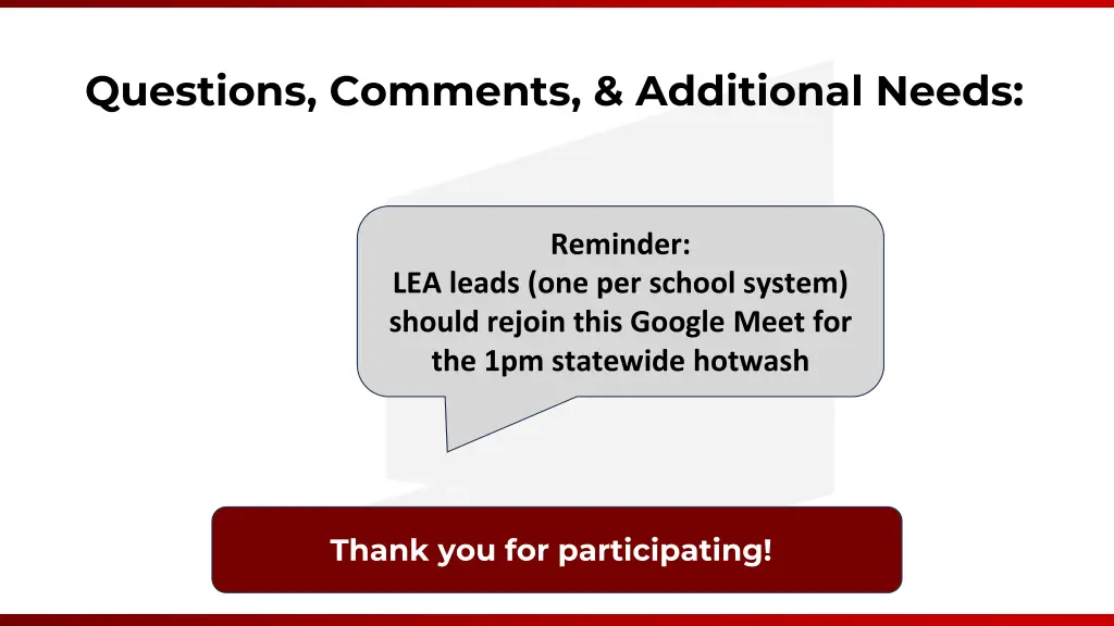 questions comments additional needs