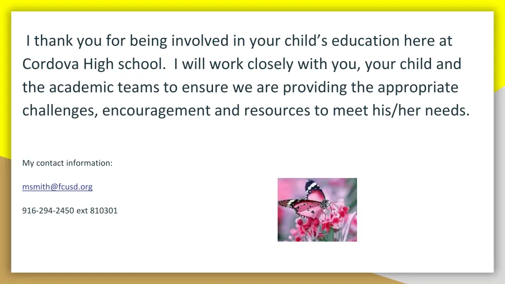 i thank you for being involved in your child