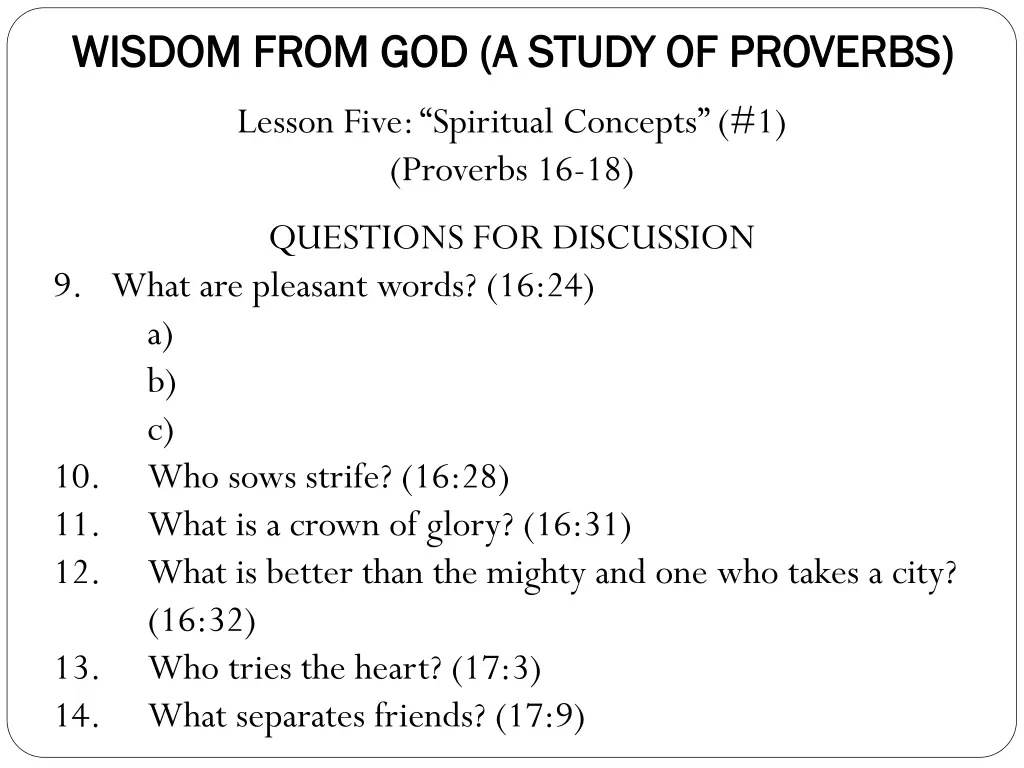 wisdom from god a study of proverbs wisdom from 1