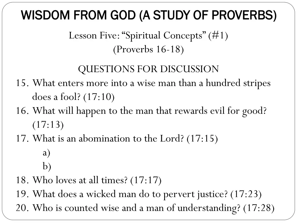 wisdom from god a study of proverbs wisdom from 2