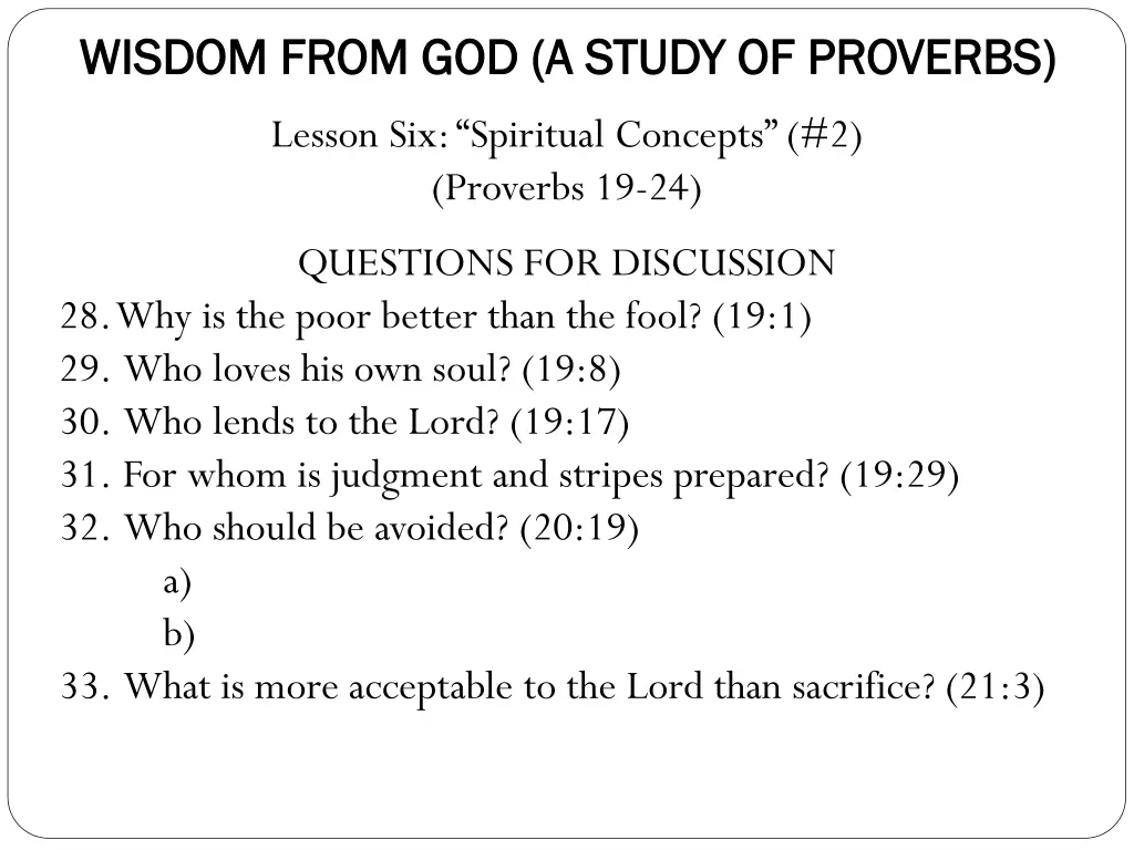 wisdom from god a study of proverbs wisdom from 5