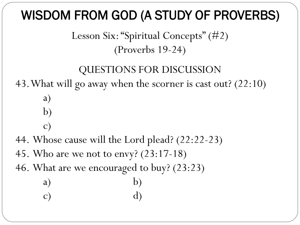 wisdom from god a study of proverbs wisdom from 8