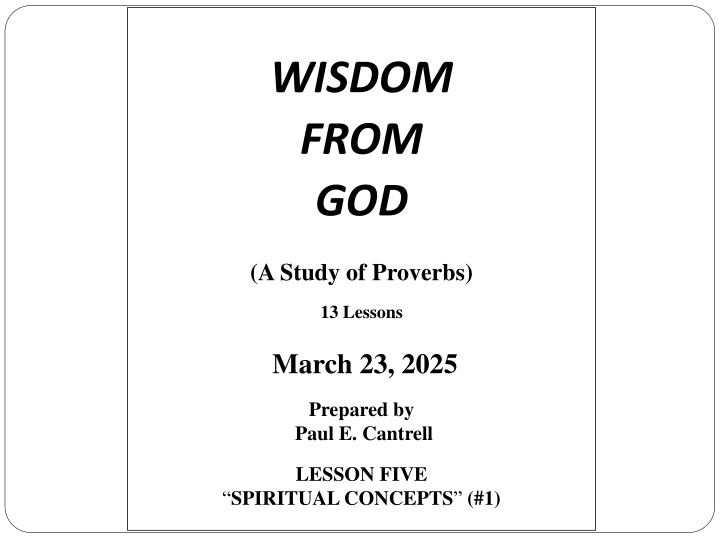 wisdom from god