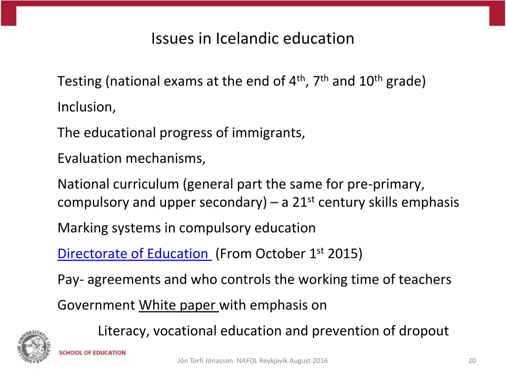 issues in icelandic education