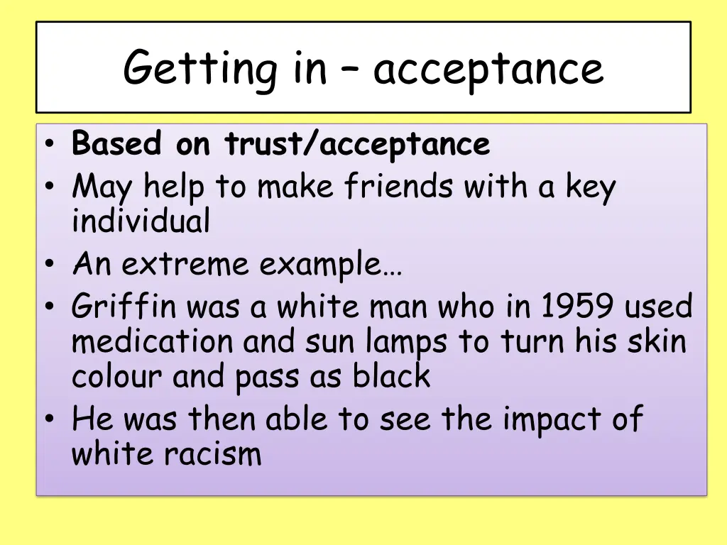 getting in acceptance