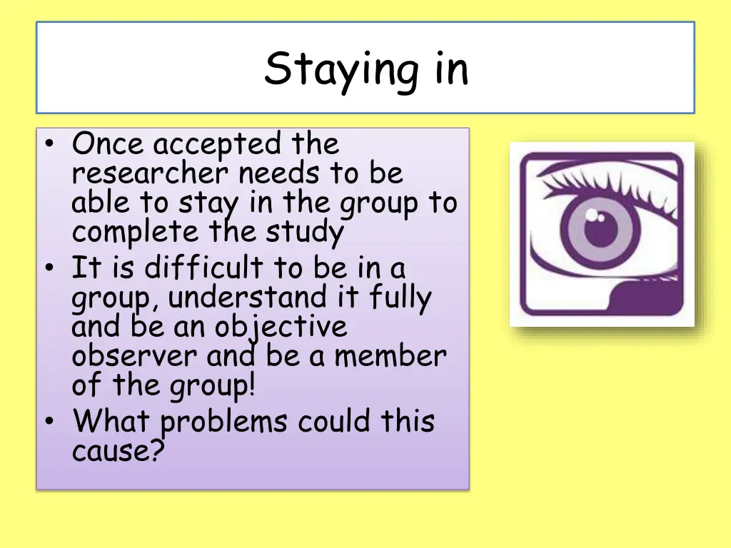 staying in