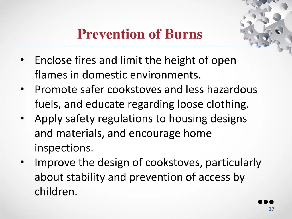 prevention of burns