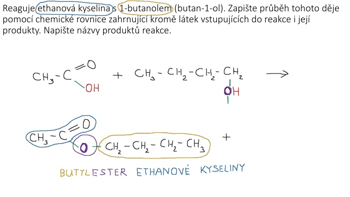 reaguje ethanov kyselina s 1 butanolem butan