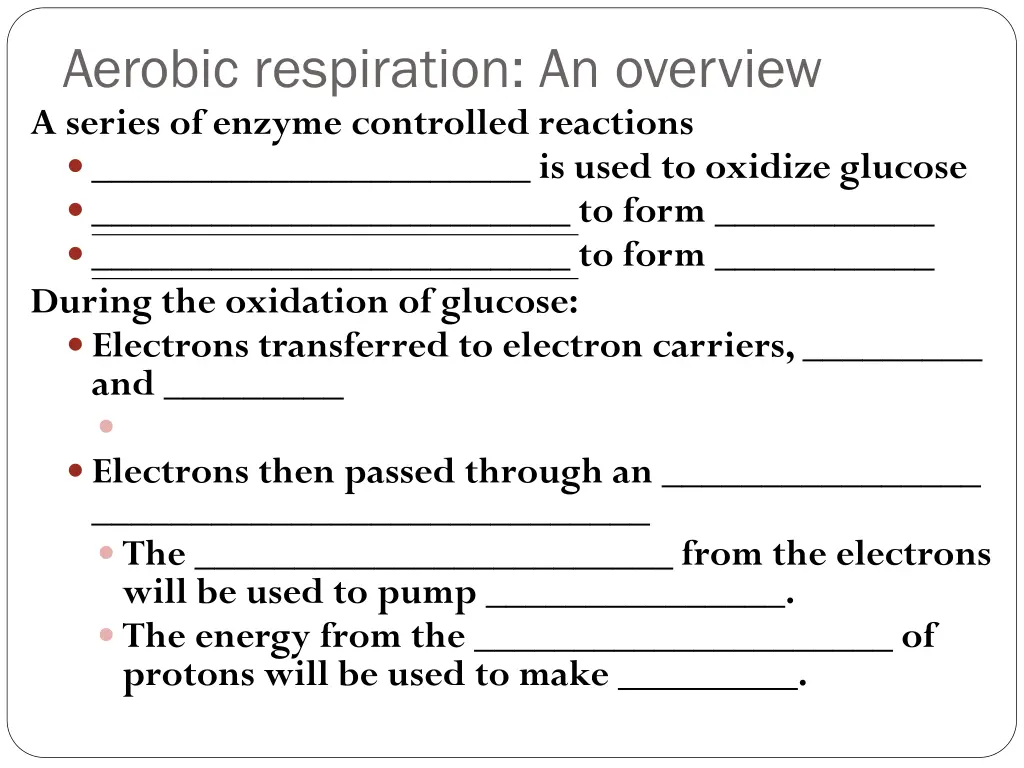 aerobic respiration an overview a series