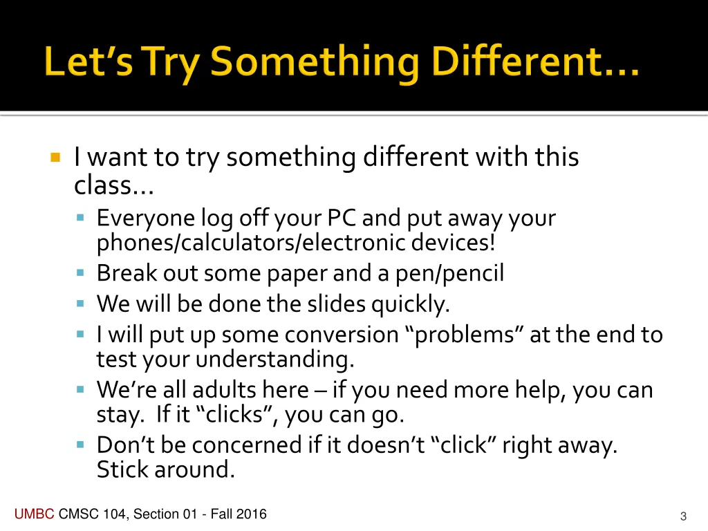i want to try something different with this class