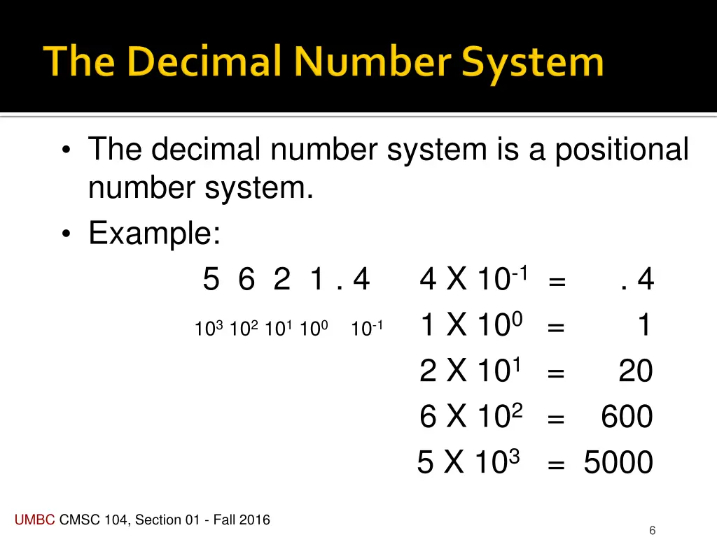 the decimal number system is a positional number