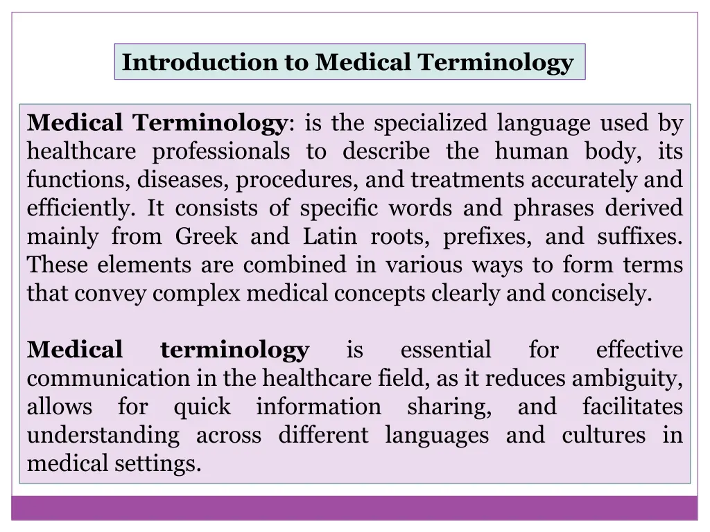 introduction to medical terminology