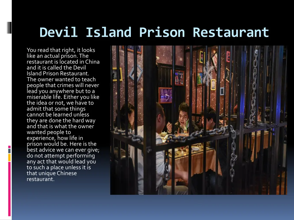 devil island prison restaurant