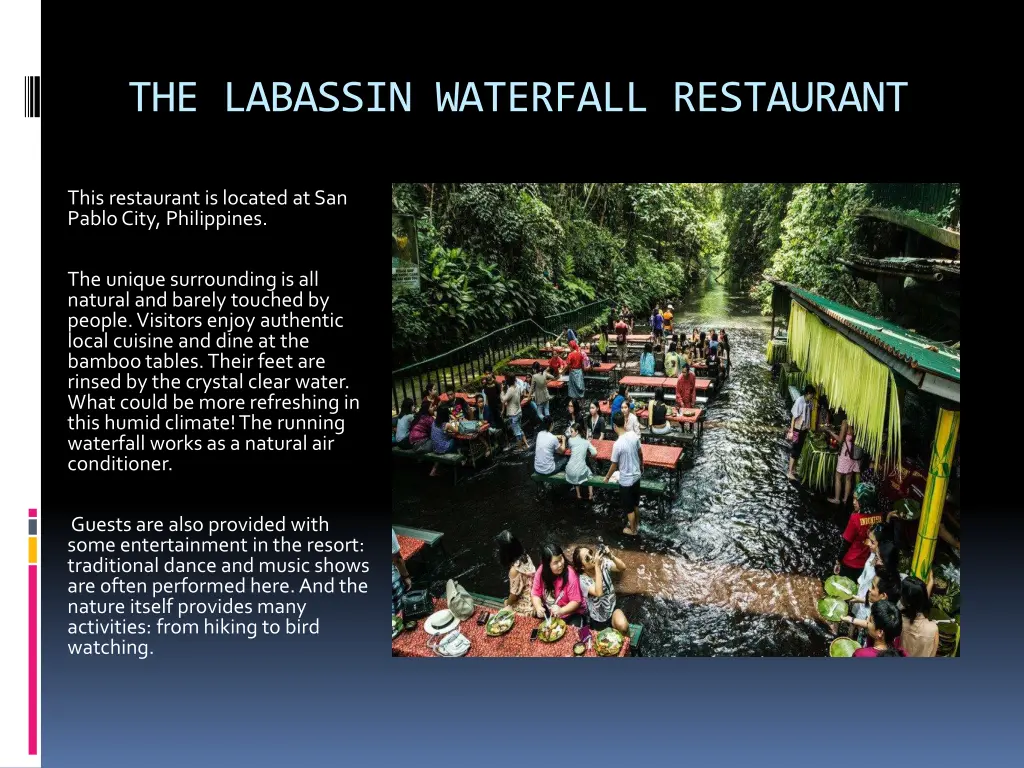 the labassin waterfall restaurant