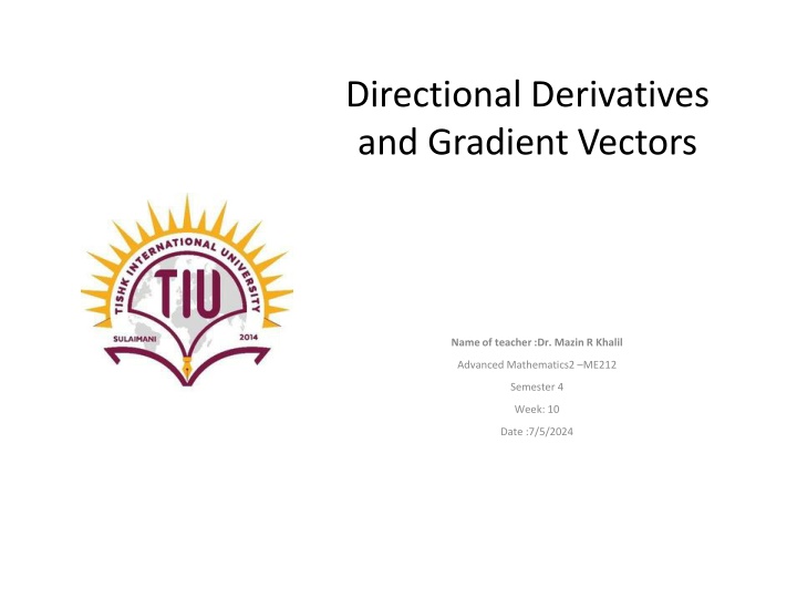 directional derivatives and gradient vectors