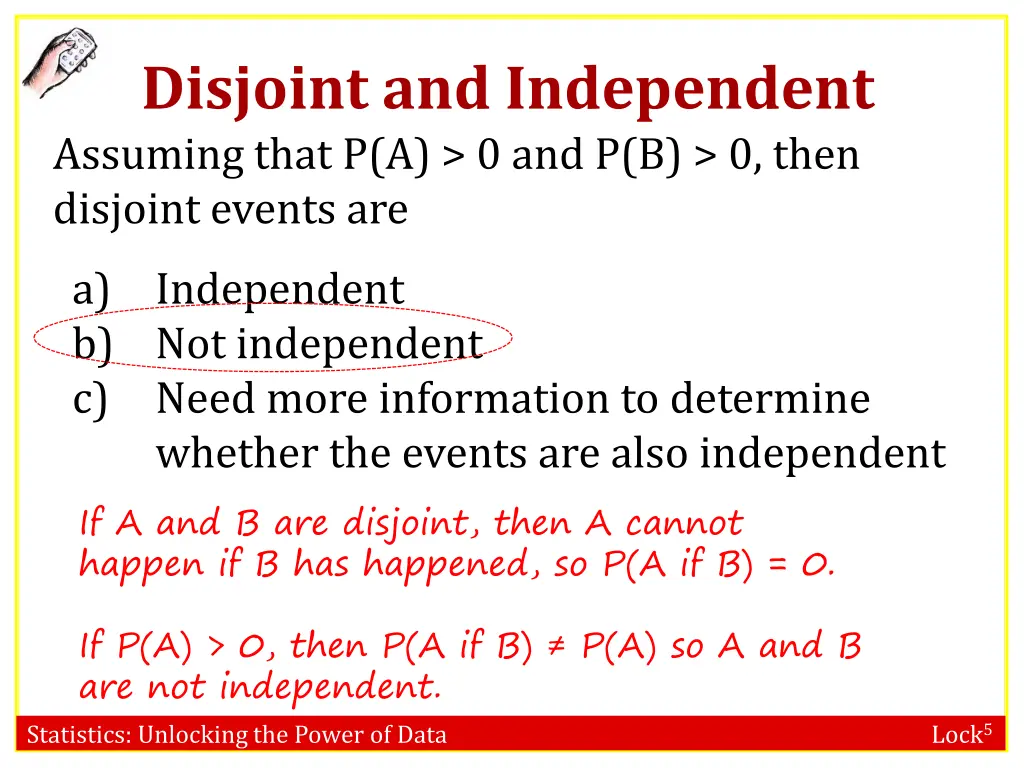 disjoint and independent assuming that