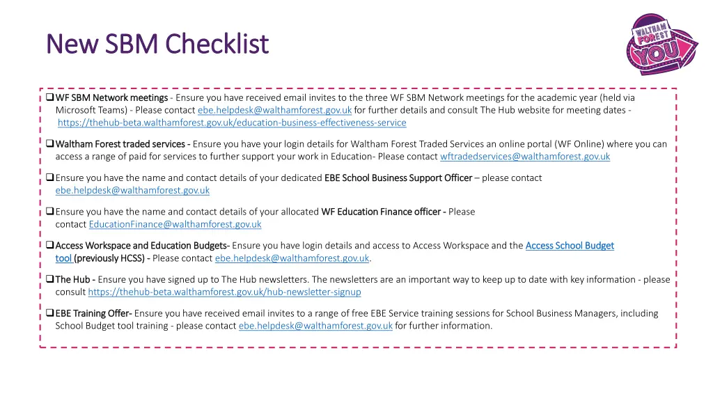 new sbm checklist new sbm checklist